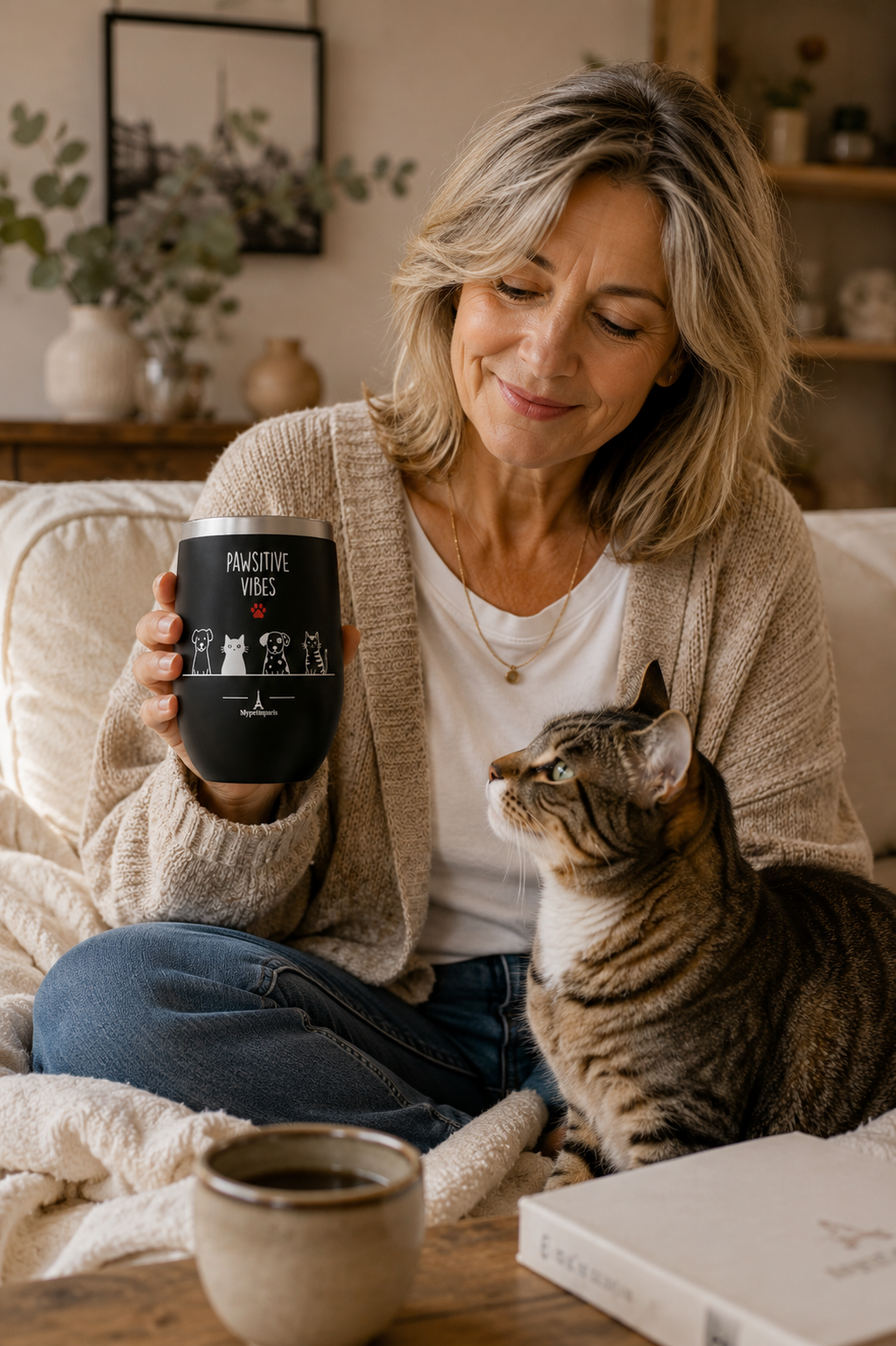 Stemless Wine Tumbler Pawsitive Vibes Wine Tumbler- Pawsitive Living Collection