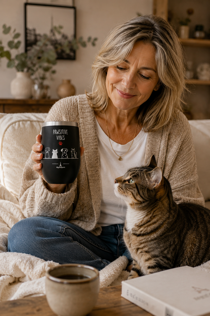 Stemless Wine Tumbler Pawsitive Vibes Wine Tumbler- Pawsitive Living Collection