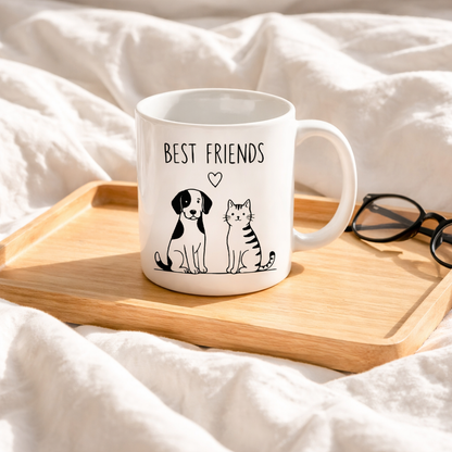 Best Friends Black Mug – Dog & Cat Ceramic Coffee Cup | MyPetInParis