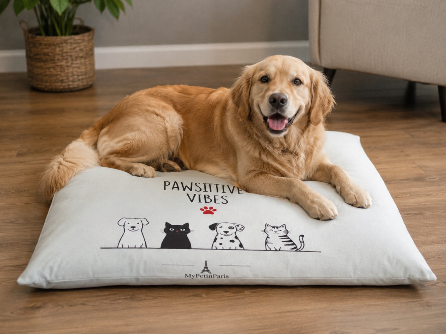 Pawsitive Vibes Cozy Dog Bed – Premium Pet Cushion for Dogs & Cats
