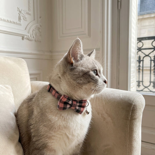 Plaid Cat Collar with Bow & Bell