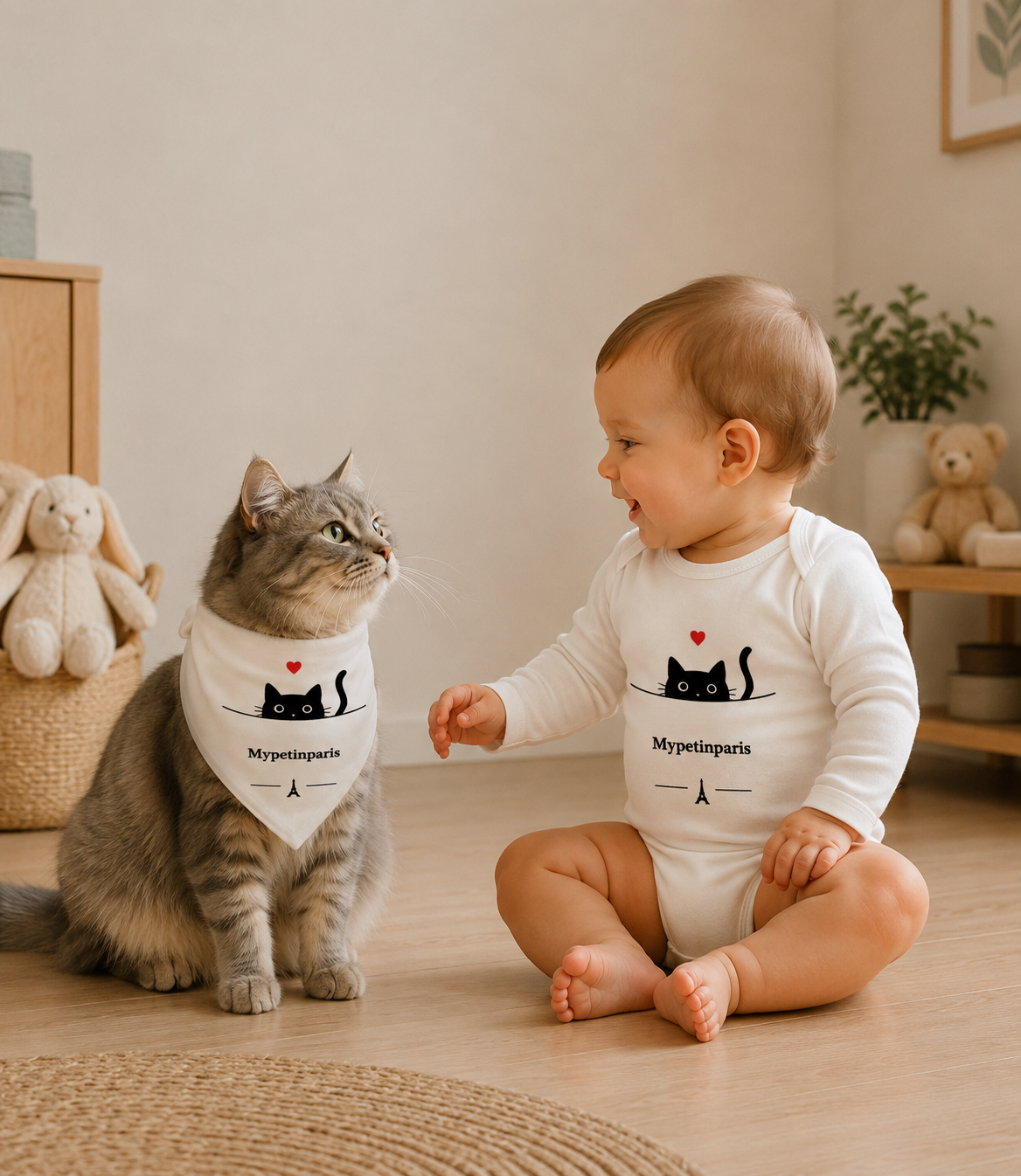 Growing Up Together Baby Bodysuit - Baby & Pet Matching Collection