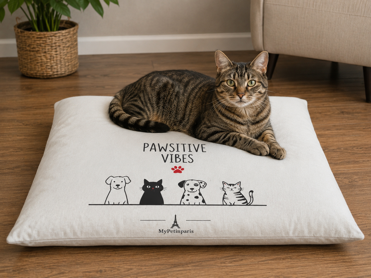 Pawsitive Vibes Cozy Dog Bed – Premium Pet Cushion for Dogs & Cats