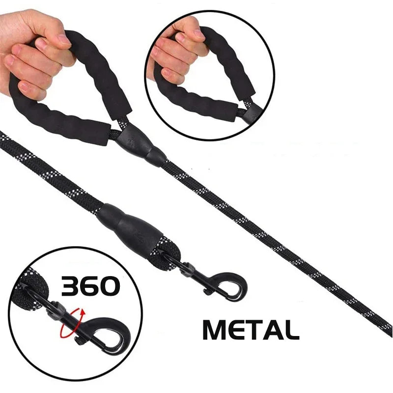 Pet dog leash with a comfortable soft