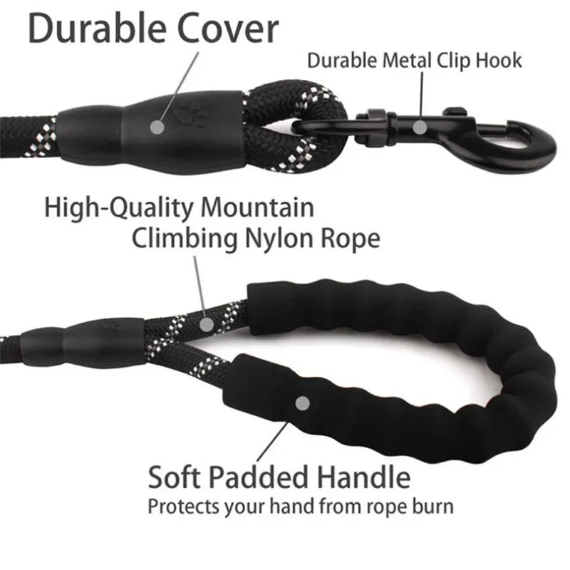 Pet dog leash with a comfortable soft