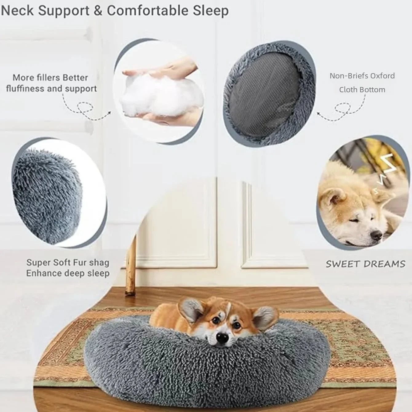 Round Pet Bed for Large Dog Bed