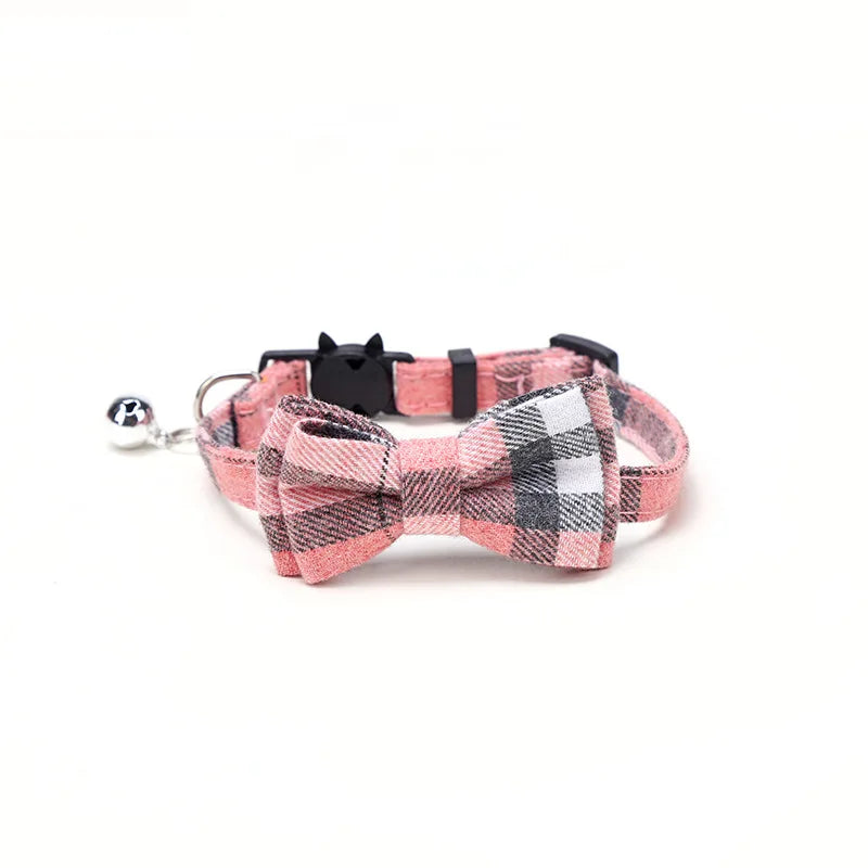 Plaid Cat Collar with Bow & Bell