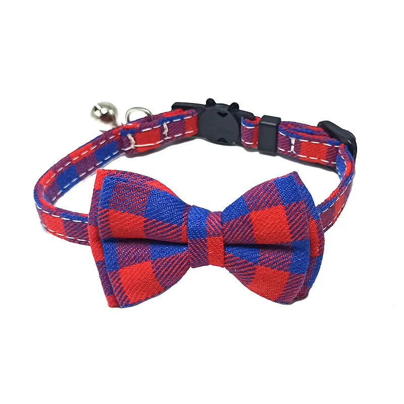 Plaid Cat Collar with Bow & Bell
