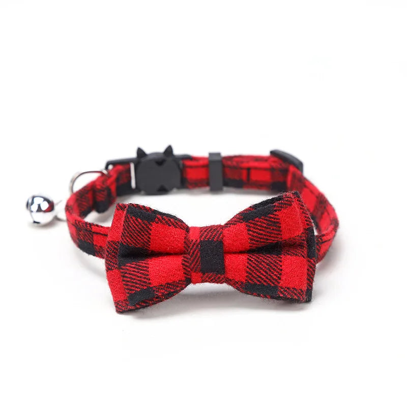 Plaid Cat Collar with Bow & Bell