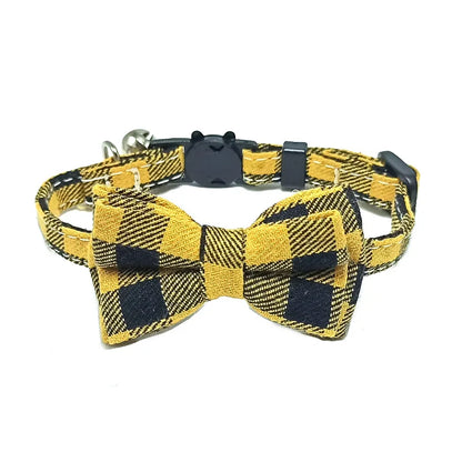Plaid Cat Collar with Bow & Bell