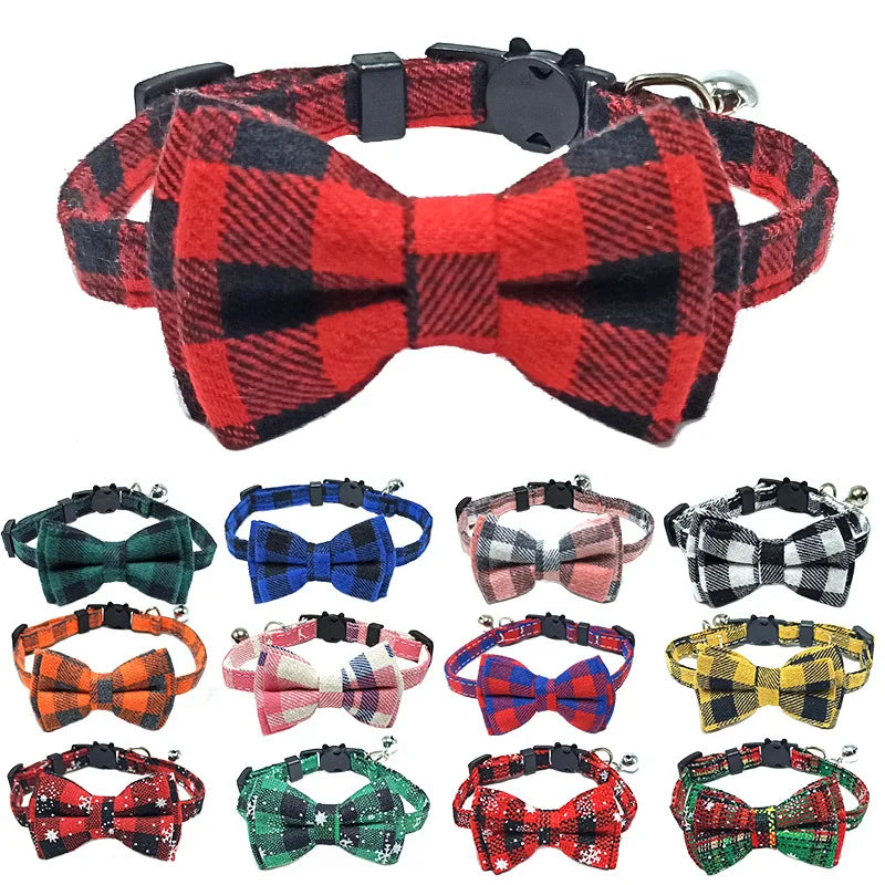 Plaid Cat Collar with Bow & Bell