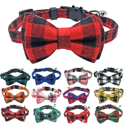 Plaid Cat Collar with Bow & Bell